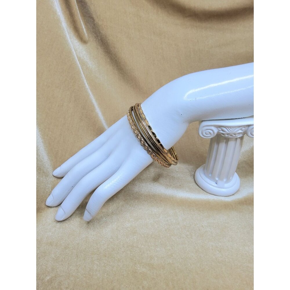 vintage set of 5 gold tone bangle bracelets